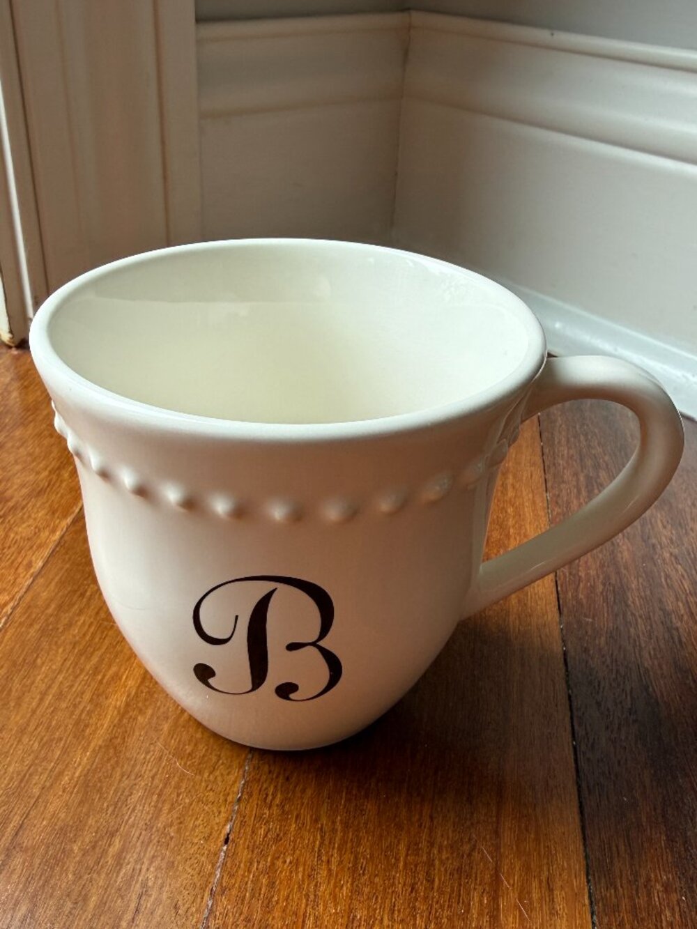 Pottery Barn Cream / Off White Emma Mug with B Initial